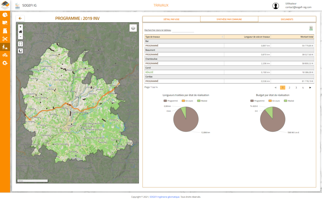 Mon Territoire gestion voirie programme, travaux